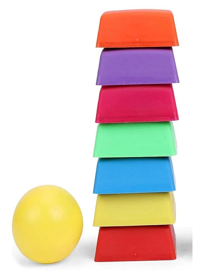 Enorme Satoliya Game for Kids | Traditional 7 Stone Lagori with Soft Ball | Fun Outdoor & Indoor Play Set for Boys & Girls | Safe, Lightweight & Durable Material - (Pack of 1) - Image 1